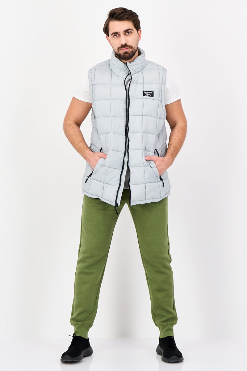 Reebok Men Sportswear Fit Sleeveless Outdoor Puffer Vest Jacket, Grey - Image 4